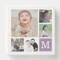 Purple 5  Photo Collage Instagram Gallery Monogram Wooden Box Sign