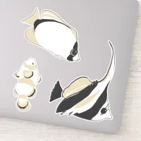 Angelfish Clown Fish Black White Sticker