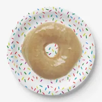 Glazed  Donut with Sprinkles  Paper Plate