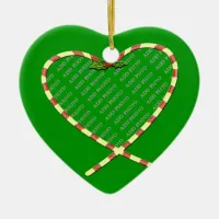 Candy Cane Heart Your Photo Ceramic Ornament