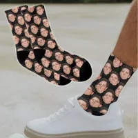 Personalized Funny Face Photo Socks in Jet Black