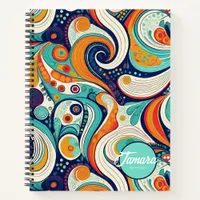 60s 70s Vibe Retro Swirls Abstract Pat#1 ID1069 Notebook