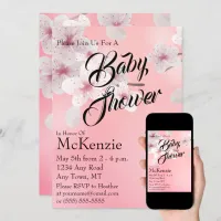 Pink Floral Baby Shower Invitation