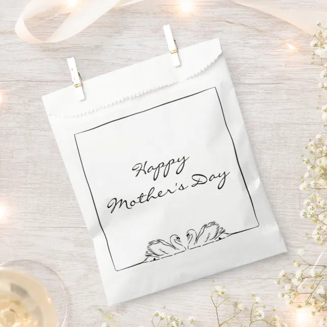 Simple Timeless Handwritten Swan Mother's Day   Favor Bag