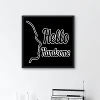 Hello Handsome Profile Face Drawing Typography Poster