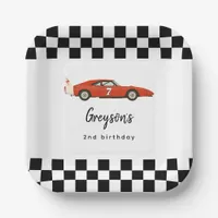 Modern Race Car Boy 2nd Birthday Party Paper Plates