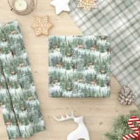 Watercolor Winter Forest Deer Christmas Wrapping Paper