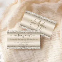 Elegant Champagne Damask Monogram Wedding Website Enclosure Card