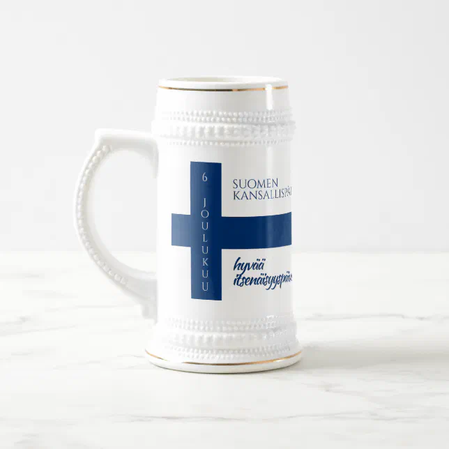 Suomen Kansallisp&#228;iv&#228; Finnish National Day Flag Beer Stein