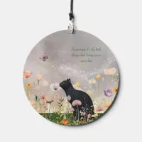 Black Cat in Flowers Wind Chime