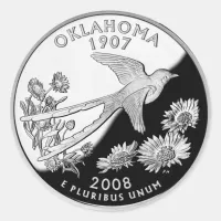 Faux Oklahoma State Quarter Classic Round Sticker