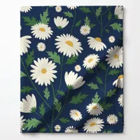 Cute Navy Blue And White Floral Daisy Fabric