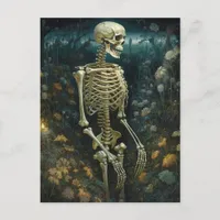 Skeleton in the Flowers At Night Postcard