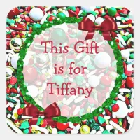 This Gift is for Holiday Sprinkles Christmas Square Sticker