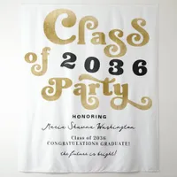 2024 White Gold Retro Graduation Party Backdrop