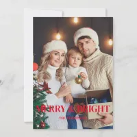 Modern Trendy Photo Merry and Bright Christma Holiday Card