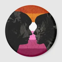 Lesbian Flag with Two Woman Silhouettes  Magnet