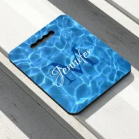 Aqua Blue Swimming Pool Personalized Monogram Seat Cushion