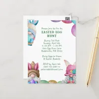 Colorful Bunny Gnomes Easter Egg Hunt Postcard