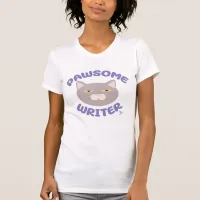  Pawsome Writer Fun Cat Cartoon T-Shirt