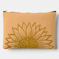 Glitter Sunflower Mother's Day Peach Monogrammed  Accessory Pouch