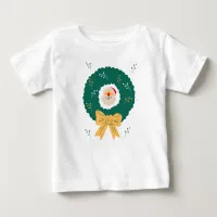 Santa Baby Wreath Holiday  Baby T-Shirt