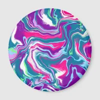 Pink and Blue Abstract Fluid Art  Magnet