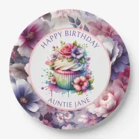 Watercolor Shabby Chic Floral Personalized Paper Plates