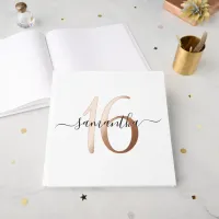 Elegant Personalized Rose Gold 16th Birthday Foil Guest Book