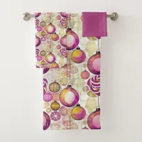 Magenta Gold Christmas Pattern#6 ID1009 Bath Towel Set