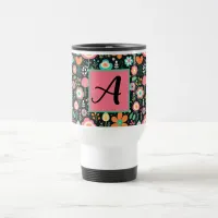 Whimsical Flower Patch on Black Mug