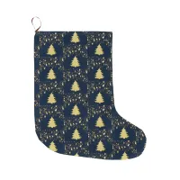 Christmas Gold Stars and Tree with Baubles, ZSSG Large Christmas Stocking