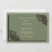 Modern Luxury Earth tone Sage Green & Gold Classic Invitation