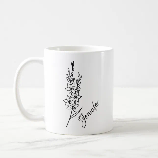 Personalized Birth Flower With Name - AUGUST  Coffee Mug