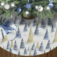 Blue Gold Christmas Pattern#8 ID1009 Brushed Polyester Tree Skirt