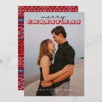 Rustic Red & Blue Sweater 1 Photo Christmas Card