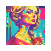 Vintage Woman Holding a Wine Glass Abstract Art