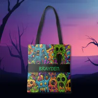 Personalized Zombies Halloween Trick or Treat Tote Bag