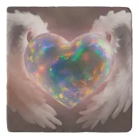 *~* Flashy Opal Heart Angel Wings AP78  Trivet