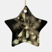 2025 new year with golden bubbles ceramic ornament