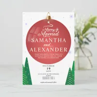 Merry & Married Modern Christmas Star Tree Wedding Invitation