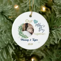 Photo frame, blue,  Our First Mother'sDay Together Ceramic Ornament