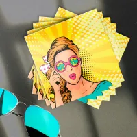 Retro Pop Art Blonde Lady Wow ID556 Square Business Card