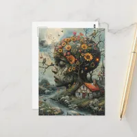 The Human Tree Sheltering Birds and Flowers Postcard