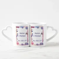 Y2K Pink Purple 2000s Retro Tech Geek Love Wedding Coffee Mug Set