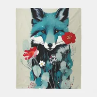 Blue Fox Fleece Blanket