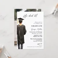 Modern Minimalist Photo he Did It Graduation Invitation