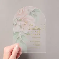 Soft Blush Roses Wedding Transparent Arch ID828 Acrylic Invitations