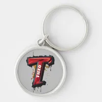 Urban Rebellion: Customizable Bold "T" Graffiti Keychain