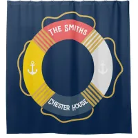 Personalized Nautical life Ring custom Sailing  Shower Curtain